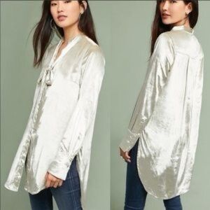 ANTHROPOLOGIE MAEVE Velvet Long Sleeve V-Neck Button Front Tunic Women’s Size 6